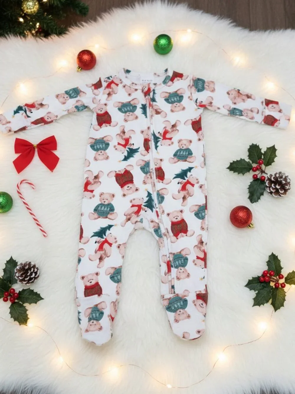 Posh Peanut Christmas Teddy Bear — 3–6 Months